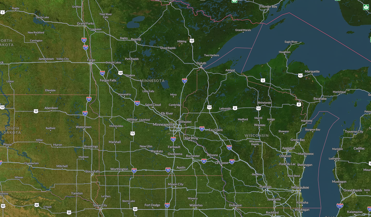 A radar layer shown over a regional weather map
