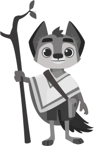 Kit the Fox, an illustrated character holding a staff